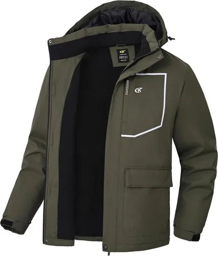 Vista 10 de Tyhengta Chaquetas de esquí impermeables para hombre, abrigos de invierno, chaqueta de nieve ajustable, cortavientos de forro polar, rompevientos