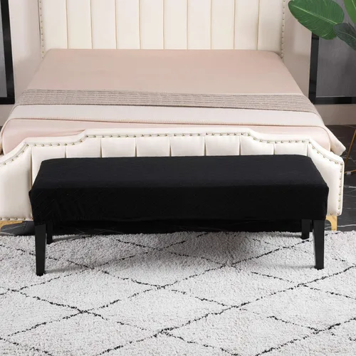 Vista 2 de Fundas de banco de comedor de jacquard tapizado de elastano elástico, funda de banco de alta elasticidad, protectores de banco extraíbles y lavables