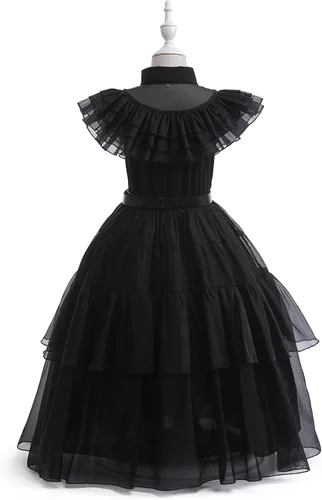 Vista 9 de Hellet Vestido de disfraz negro para niñas, vestido de princesa para familia, fiesta de Halloween, cosplay, vestido negro