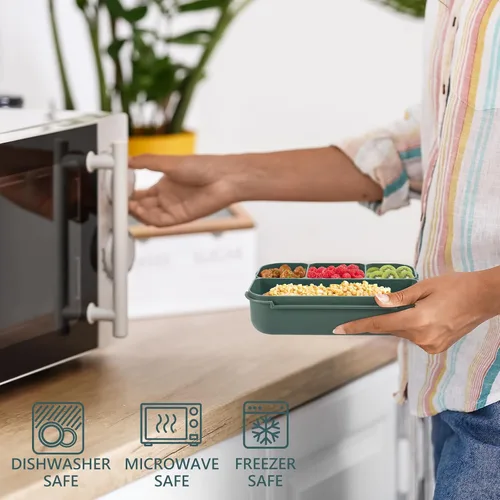 Vista 6 de Lonchera Bento para adultos para hombres y mujeres, lonchera Bento para niños y niñas, para la escuela, recipientes para adultos con 4