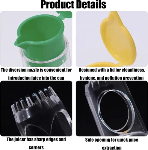 Vista 4 de Exprimidor de limón con tapa de rosca, exprimidor manual de 4 piezas con filtro, exprimidor de cítricos portátil para limón/lima/naranja, exprimidor