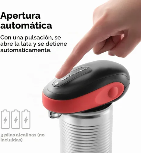 Vista 2 de Kitchen Mama Abrelatas eléctrico One-To-Go, color rojo Rojo con negro