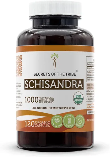 Vista 7 de Secrets of the Tribe Schisandra 60 cápsulas, 1000 mg, USDA Organic Schisandra (Schisandra Chinensis) bayas secas (60 cápsulas)
