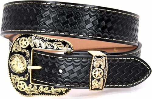 Vista 13 de Western Cowboy - Cinturón de cuero genuino con hebilla grabada, estilo country rodeo para hombre 8052 2cocodrilo Cf