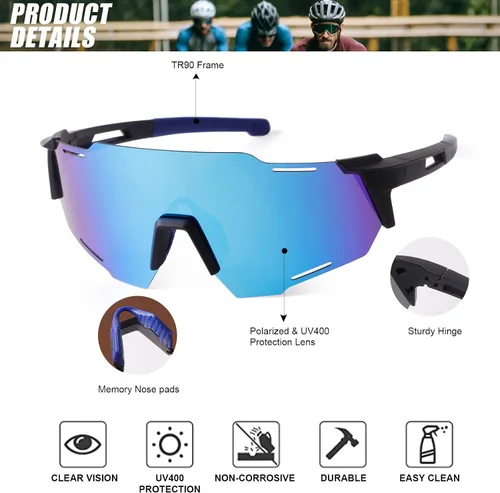 Vista 3 de KFPH Polarized Sports Sunglasses for Men Women Cycling Driving Fishing Mountain Bike Sun Glasses UV400 Protection