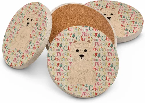 Vista 18 de Abyssinian Sand Terrier Merry Christmas - Posavasos grandes de piedra arenisca (4 unidades)