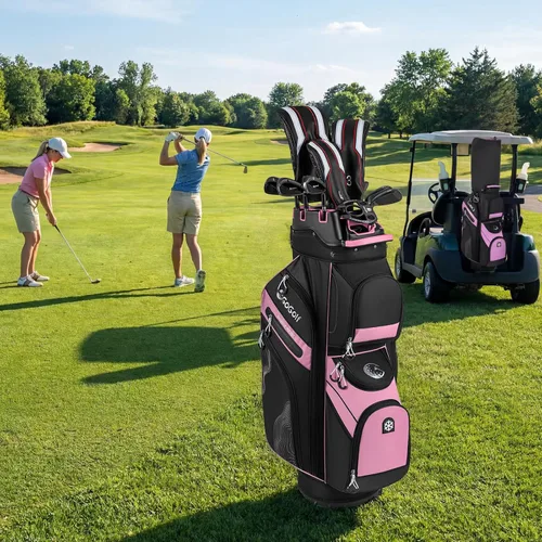 Vista 7 de Tangkula Bolsa de carrito de golf con divisores de longitud completa de 14 vías, 6 bolsas moldeadas con cierre superior de golf con 11 bolsillos