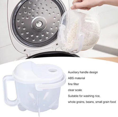 Vista 2 de Cucharón para lavadora de arroz con agua, cuenco de lavado de granos con escurridor, lavado a mano, tamiz de arroz, colador de frutas y verduras