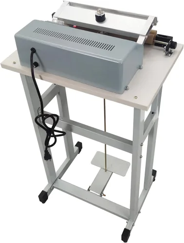 Vista 6 de INTBUYING Máquina de sellado de pedal de pie de 110 V con cortador Sellador de pedal de pie 0.118 in/0.024 in Máquina de sellado rápido de ancho