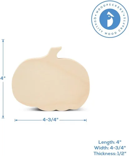 Vista 6 de Recorte de calabaza de madera gruesa de 4 x 4-3/4 pulgadas, decoración rústica de calabaza escalonada, decoración de otoño de Acción de Gracias, por