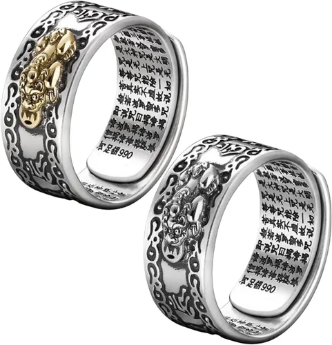 Vista 8 de Anillo Feng Shui Pixiu Mantra Para - Anillo Ajustable Pixiu Mantra De La Suerte
