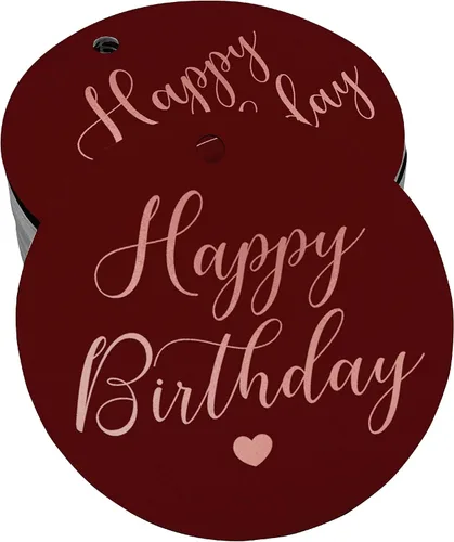 Vista 60 de Etiqueta de papel para colgar con texto en inglés «Happy Birthday» (50 unidades)