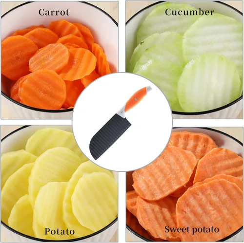 Vista 4 de VITUER Cortador arrugado para verduras, cuchillo de corte arrugado para papas fritas, verduras, papa, pepino, zanahoria y fruta, cortador de papas