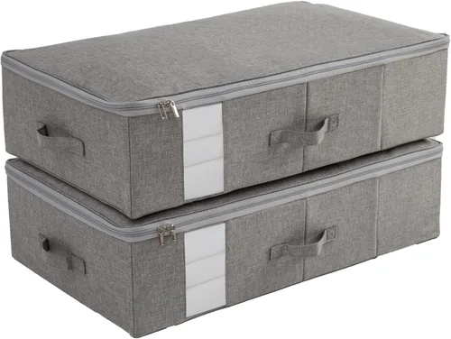 Vista 18 de Almacenamiento debajo de la cama con ventana transparente/tela resistente 600D, bolsas de almacenamiento debajo de la cama para ropa, ropa, manta