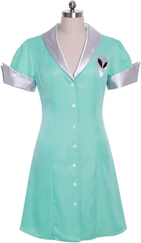 Vista 4 de Roswell Crashdown Cosplay Disfraz de Liz Parker Cafe camarera vestido de criada