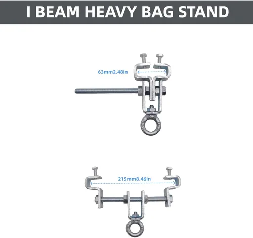 Vista 3 de Soporte para bolsa pesada I-Beam Soporte de boxeo resistente fácil de instalar, abrazaderas de acero para bolsas pesadas, abrazaderas de acero