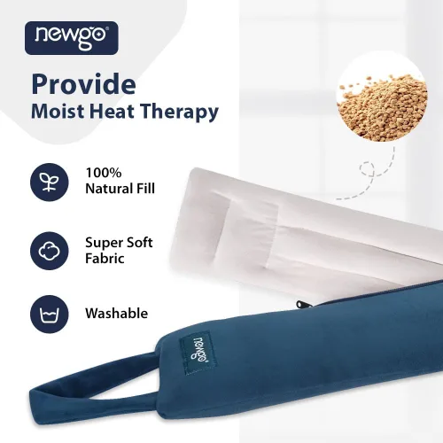 Vista 3 de NEWGO Envoltura térmica para aliviar el dolor de cuello para microondas con correas, almohadilla térmica reutilizable de terapia caliente