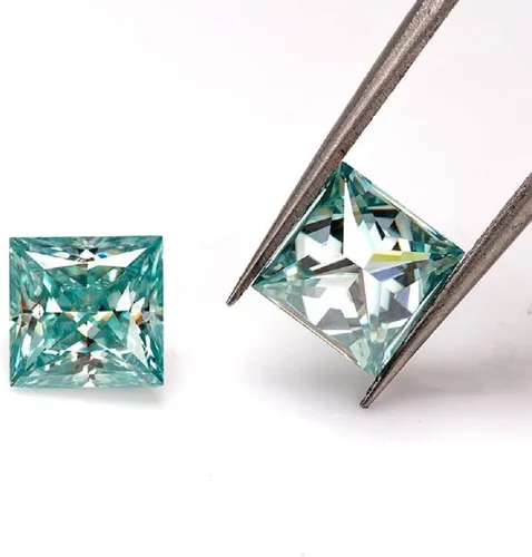 Vista 6 de ERAA JEWEL Moissanita suelta de 3.00 quilates, piedra de moissanita de color azul, claridad VVS1, piedra preciosa brillante de corte princesa