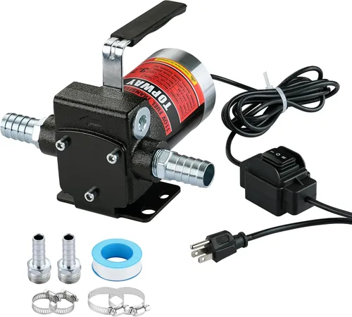 Vista 9 de TOPWAY Bomba de combustible de gasolina de 12 V CC, bomba de transferencia de aceite autocebante de 3.7 GPM con mango, bombeo reversible, protección