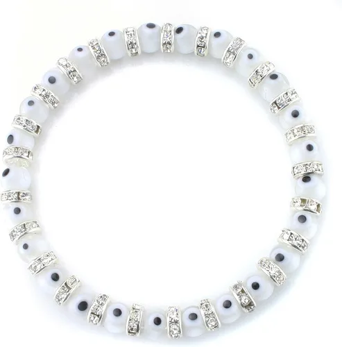 Vista 13 de Pulsera turca de mal de ojo JEWELRIESHOP con cuentas de vidrio de Murano, cuentas transparentes y cristales de espacio para mujer