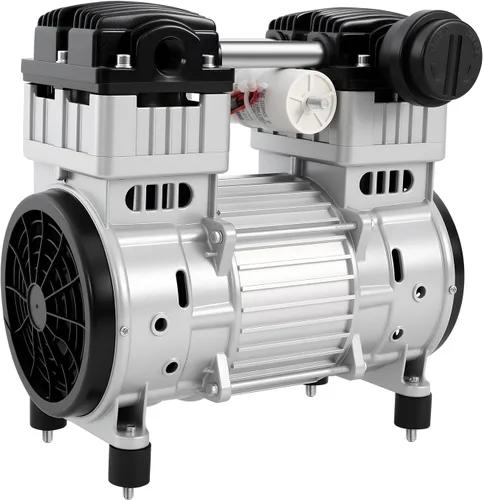 Vista 8 de Bomba de vacío sin aceite de 1100 W, cabezal de compresor de aire silencioso 7CFM para uso industrial, compresor de aire sin aceite de 110 V, bomba