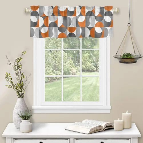 Vista 116 de Cortinas de cocina de Navidad, cenefa semitransparente ajustable con lazo, muñeco de nieve, copo de nieve, bolsillo para barra, tratamiento