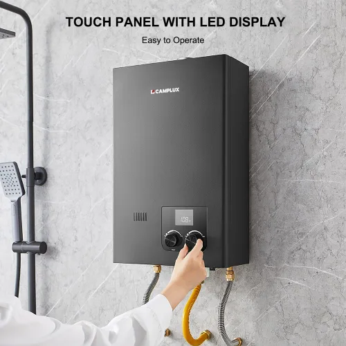 Vista 3 de CAMPLUX - Calentador de agua sin tanque de gas para interiores, 2.64 GPM, calentador de agua sin tanque de propano CM264, 68,000 BTU, agua caliente