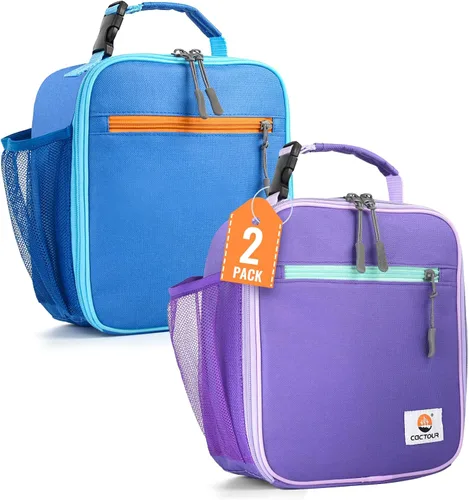 Vista 15 de CaCTOUR Lonchera para Niños, 2 Paquetes Bolsa de Almuerzo Aislada para Niñas y Niños, Bolsa Suave Mini Enfriador Regreso a la Escuela Bolsa