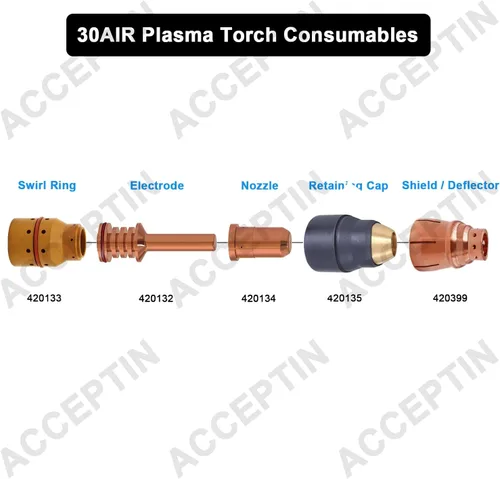 Vista 2 de 420132 Electrodos 10pcs & 420134 Boquillas 10pcs Fit 30 consumibles de plasma AIR