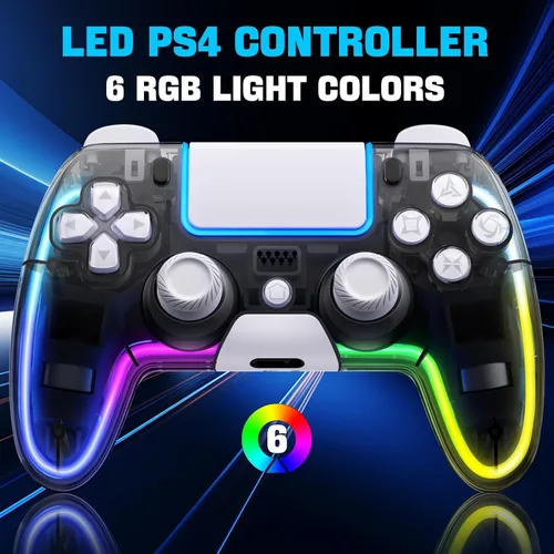Vista 4 de Controllers for PS4,Custom PS4 Remote with Hall 3D Joystick, RGB Wireless Game Controllers for Playstation 4 Customizable Buttons Responsive Control