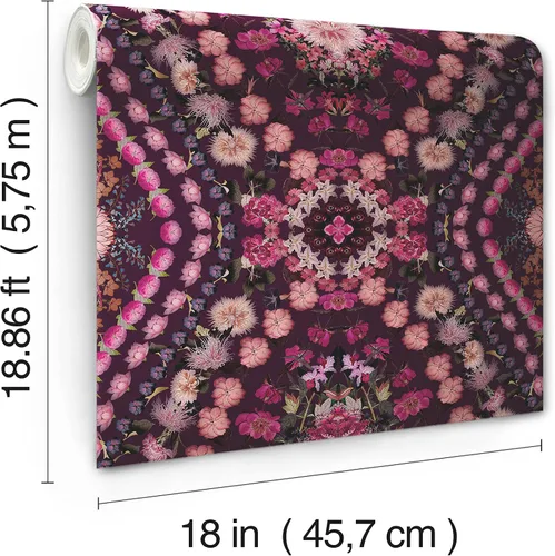 Vista 7 de Mr. Kate Papel tapiz de flores secas Kaleidoscope Peel and Stick, RMK12320RL, rosa, morado