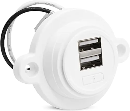 Vista 12 de Facon Enchufe de montaje en pared de 12 V – Puerto de carga USB C RV y enchufe de cargador USB QC3.0 – Dual 18 W (A+C) Cableado directo para RV
