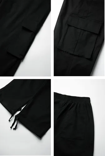 Vista 6 de THWEI - Pantalones cargo casuales para hombre, joggers deportivos de algodón, pantalones sueltos y rectos tipo sudadera
