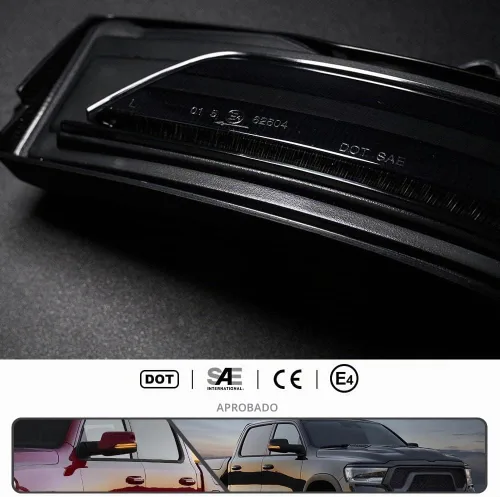 Vista 4 de 2 piezas de luces LED intermitentes secuenciales ámbar para espejo lateral para Dodge Ram 1500 2019-2024, indicador de intermitente, luz de señal