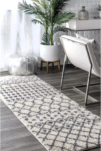 Vista 6 de nuLOOM Alfombra marroquí Barbara, cuadrada de 5 pies, color beige