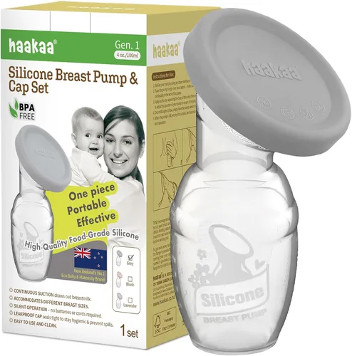 Vista 9 de haakaa Extractor de leche manual para lactancia materna con tapa de silicona de grado alimenticio (rubor) 4 oz/3.4 fl oz
