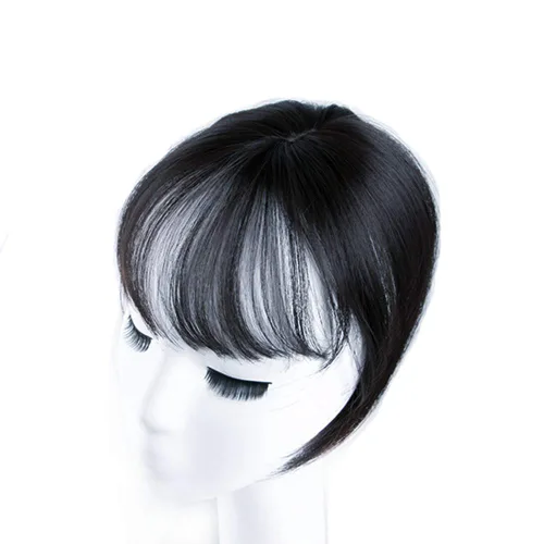 Vista 5 de Mini postizo de flecos recto clip en la frente con extensión de flequillo Wispy Negro Marrón