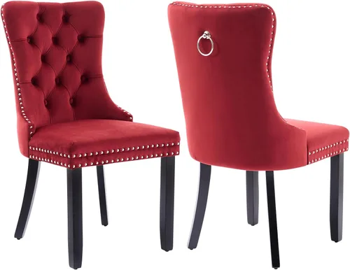 Vista 38 de Juego de 2 sillas de comedor de terciopelo beige, modernas sillas de cocina tapizadas