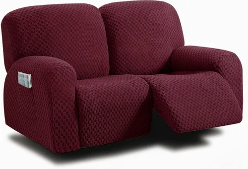 Vista 8 de ULTICOR Fundas de sofá reclinable de 8 piezas, fundas elásticas de jacquard para sofá reclinable de 3 cojines, fundas deslizables gruesas, suaves