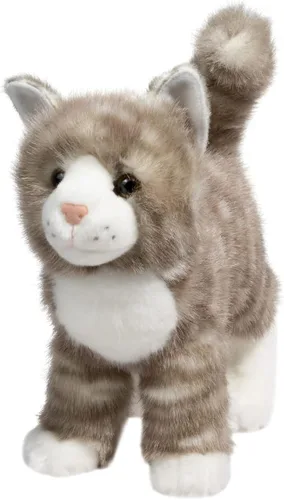 Vista 3 de Douglas Zipper - Gato atigrado gris de felpa con cremallera, animal de peluche