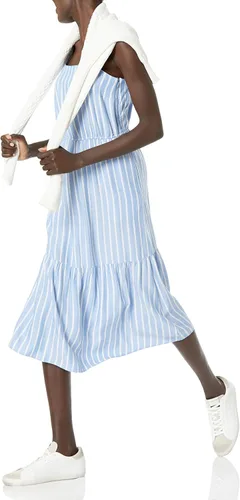 Vista 4 de Tienda Essentials - Vestido midi de verano para mujer, de sarga, fluido, escalonado