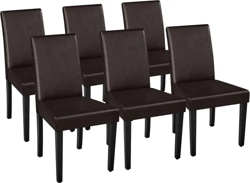 Vista 24 de Yaheetech Juego de 4 sillas de comedor tapizadas para cocina, color marrón Marrón oscuro