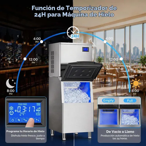Vista 6 de Mojgar Máquina comercial del fabricante de hielo de 700LBS/24H con el Plateado