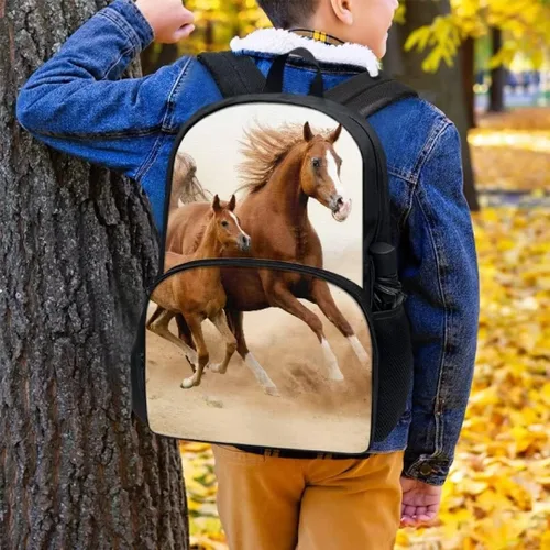 Vista 4 de SYtrade Bolso lindo del libro del patrón de la mochila del niño de la impresión animal 3D para la escuela, Caballo del, Mochilas de mochila