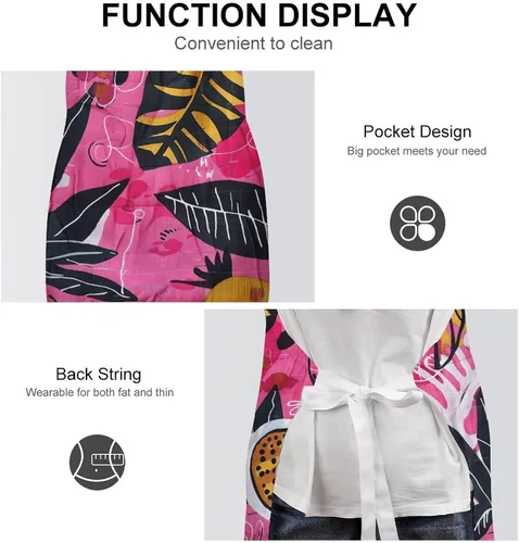 Vista 6 de MUSM Apron for Adults - 27.6 X 31.5 Inch, Heavy-Duty Polyester Aprons with Two Large Pockets, Waterproof Peach Line Style Kitchen Apron for Cooking