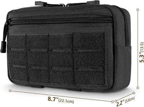 Vista 3 de FRTKK - Funda táctica Molle Admin Pouch Utility de corte láser EDC, bolsa de herramientas, fundas modulares horizontales, incluye parche