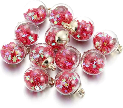 Vista 16 de 10 unids/lote de 0.630 in transparente bola de cristal encantos estrella lentejuelas colgantes para DIY pendientes collar joyería fabricación