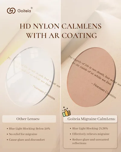 Vista 4 de Goiteia Rose Migraine Glasses for Fluorescent, Rounded Square Acetate Frame Tortoise Frame