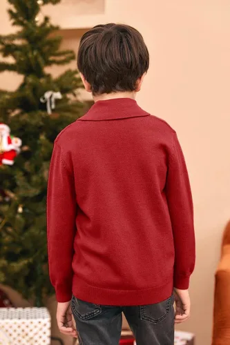 Vista 4 de Ryannology Suéter con cuello en V y cuello en V para niños y niñas pequeños