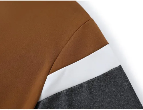Vista 5 de Sudadera con capucha para hombre, diseño de panel multicolor, de forro polar, manga larga, para deportes